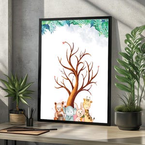 Fingerprint Tree, Guest Fingerprint Tree Template, Printable Baby Shower Poster, Instant download