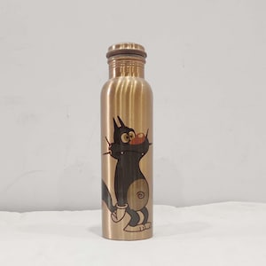 Matte Copper Water Bottle: Cartoon Print Drinkware - 1000ml