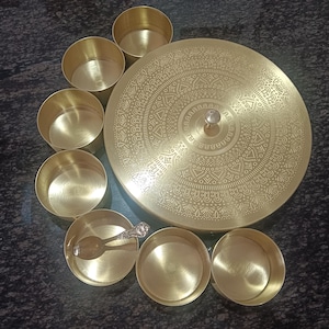 India Handmade Brass Emboss Masaldani Spice Box Masala Dibbi, Perfect Gift for Cooking Lovers engrave Christmas gift