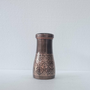 Embossed Copper Water Bottle: Black Antique Style Drinkware, 1100 ml