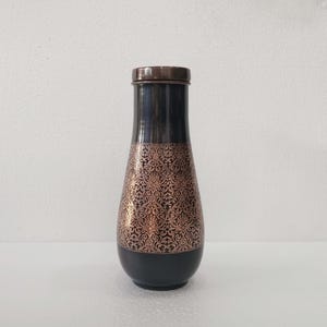 Embossed Copper Water Bottle: Black Antic Finish, 1600 ml