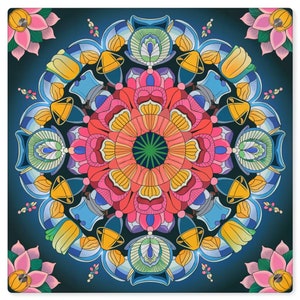 Mandala Lotus Acrylic Wall Art Panel, Spiritual Home Decor, Colorful Yoga Room Decoration, Boho Zen Wall Hanging, Sacred Geometry Wall