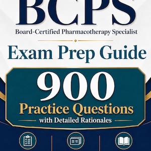 Förberedelseguide för BCPS-examen, 900 övningsfrågor, 500+ flashcards, digital nedladdning