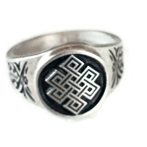 Endloser Knoten Ring -Symbol im Jainismus, Hinduismus und Buddhismus- Ewiger Knoten Srivatsa Tibetischer Buddhismus Keltischer Schmuck RM161