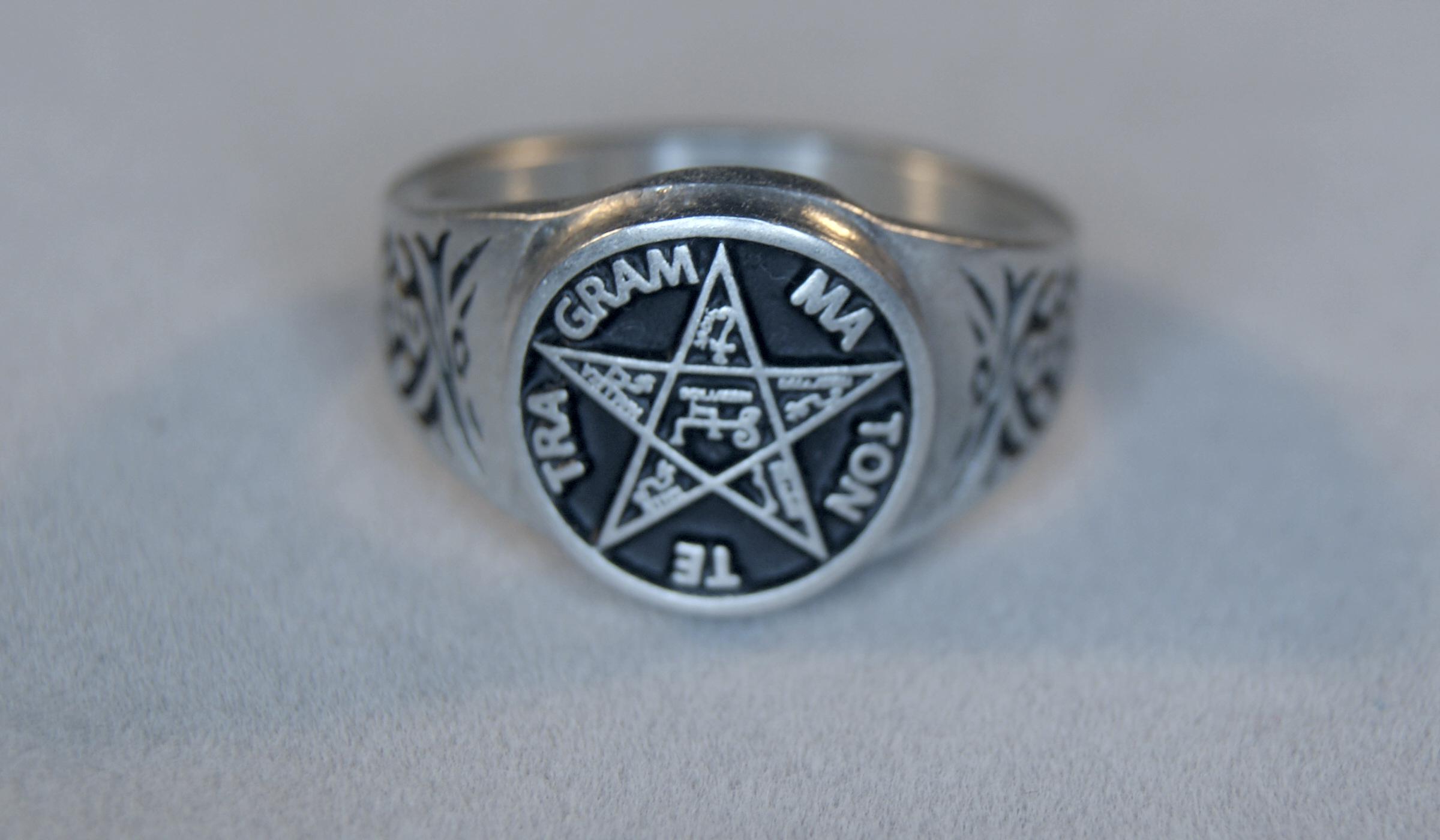 Alchemy Gothic Agla Pewter Ring - Kabbalistic Sigillum Magical Talisman Seals - R71