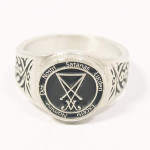 Satan Sigil Ring - Invocation to Satan - Lucifer Atheist Theistic Satanism - Sigil Of Lucifer Jewelry RM142