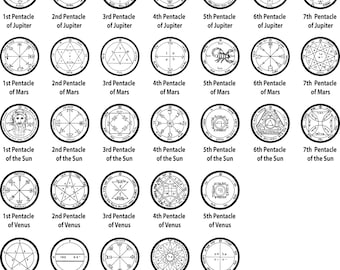 King Solomons 44 Pentacle rings Planetary Seals All rings available Key of Solomon