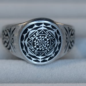 Sri Yantra Ring - Shri Chakra - Hindu Hinduism Shiva Trimurti Brahma Vishnu - Destruction & Transformation RM132