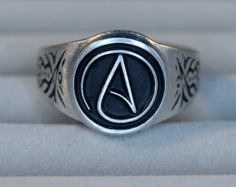 Atheist Symbol Ring - Atheismus Wissenschaft Religiös Nicht Glauben - Mangel an Glauben an Götter oder Gottheiten Schmuck RM122