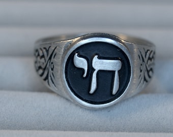 Chai Symbol Ring - Jüdisches Symbol - Bedeutung Leben Hebräisch Vitalität Glück Chet Yod Alive RM108