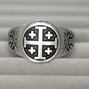 Jerusalem Cross Ring - Crusaders&#39; Cross - Five-Fold Cross - Cross and Crosslets - Christian Cross RM115