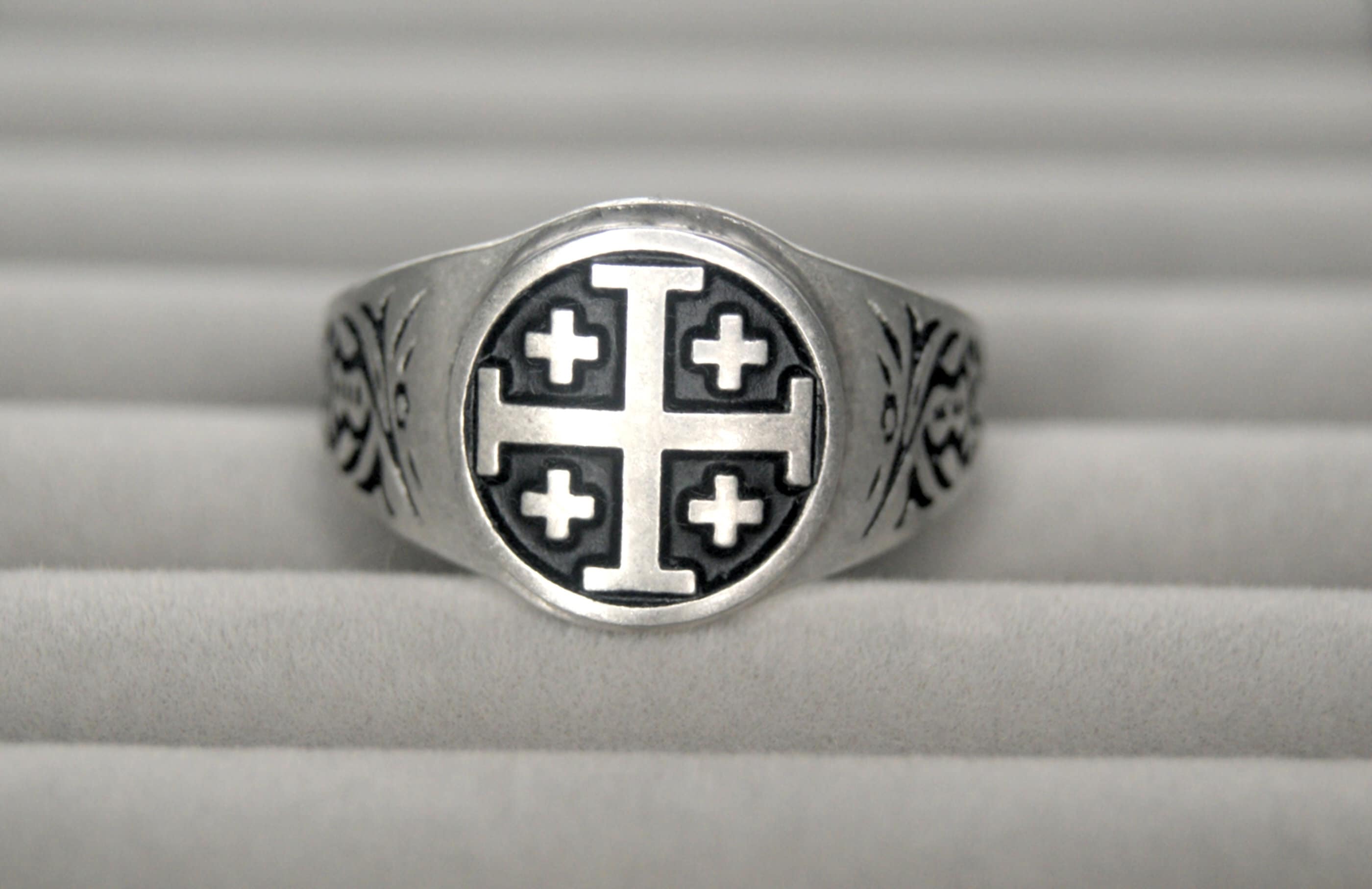 Jerusalem Kreuz Ring - Kreuzfahrer Kreuz - Fünffaches Kreuz - Kreuz und Kreuze - Christliches Kreuz RM115