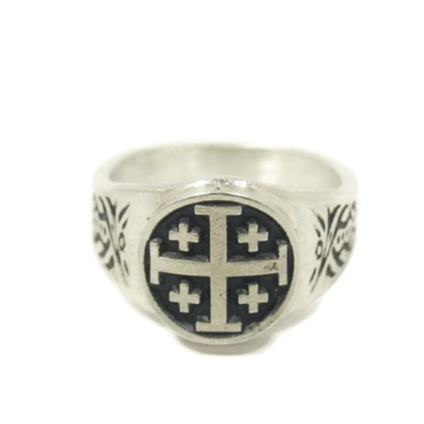 Jerusalem Cross Ring - Crusaders' Cross - Five-Fold Cross - Cross and Crosslets - Christian Cross