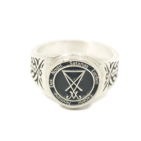 Satan Sigil Ring - Invocation to Satan - Lucifer Atheist Theistic Satanism - Sigil Of Lucifer