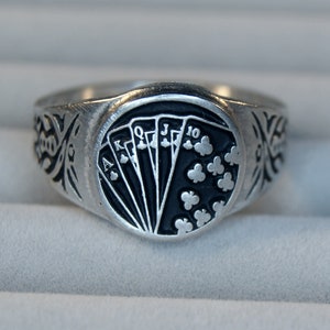 Bague quinte flush royale - Poker Cards Casino Game Winner Jeu de hasard Jack Queen King Ace RM134