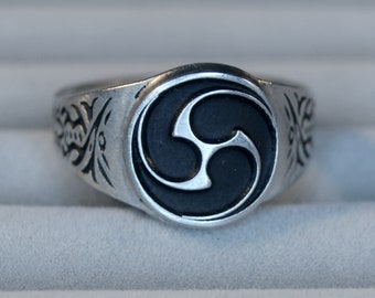 Tomoe Mitsudomoe Ring - Shinto - Hachiman - Gott des Kriegs und des Bogenschießens - Japanisches Symbol dreifacher Wirbel - Buddhismus RM120