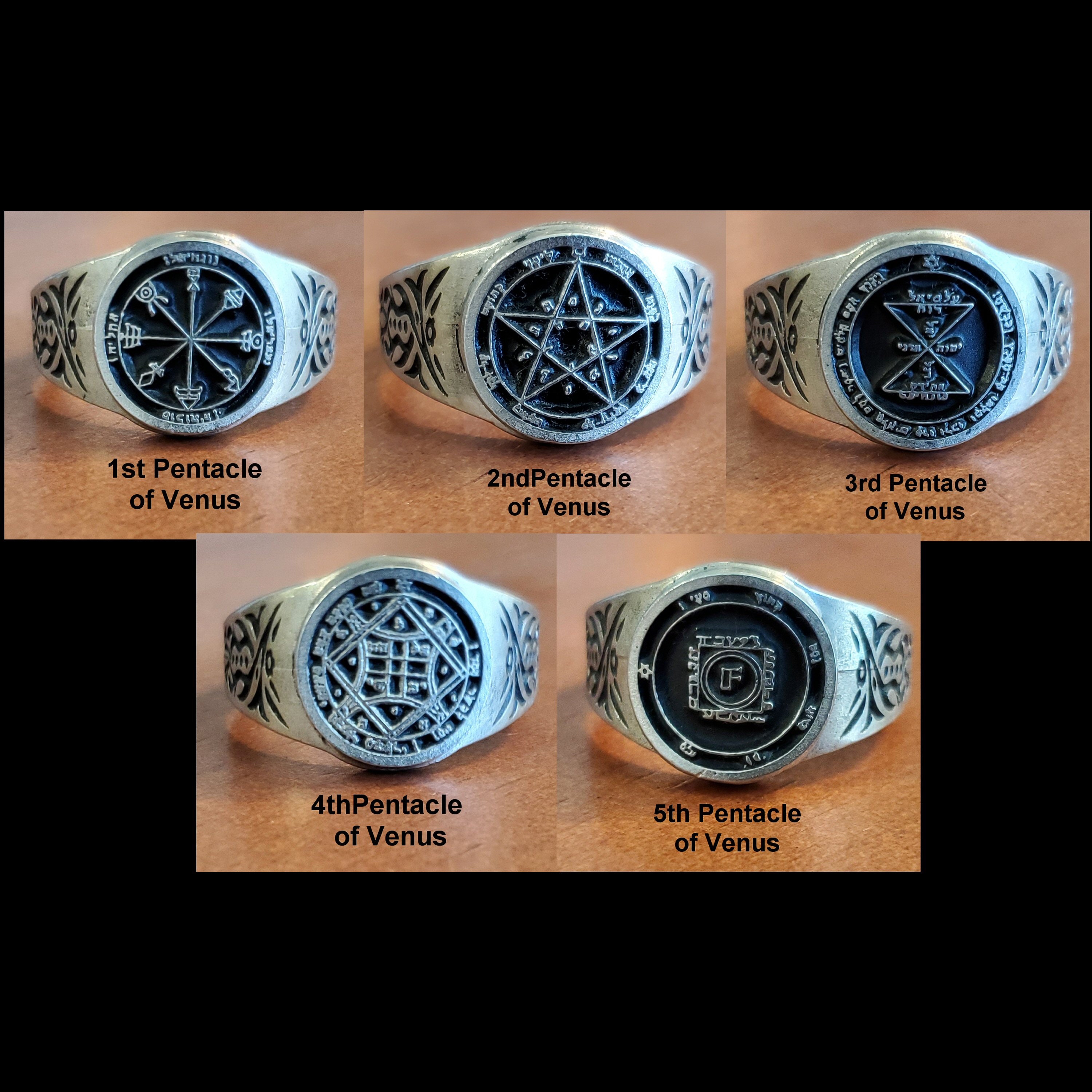 Great PeterStone: Scrollwork Pentacle RingUSA7 Rite Pentacle Wicca 