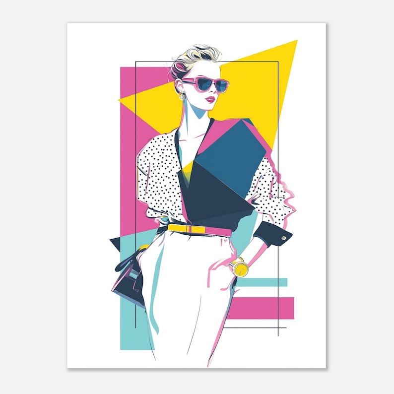 80s Fashion Poster | Retro Pop Art Illustrations in Memphis Style image 5