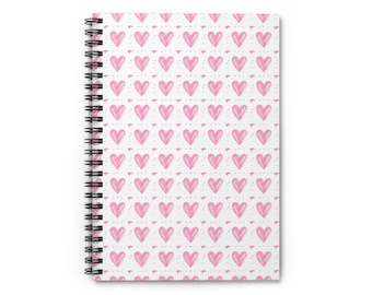 Pink Hearts Spiral Notebook: Ruled Line Journal, Valentine's Gift