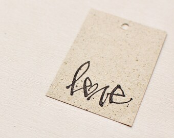 rubber stamp: love - handlettering - heart shaped o