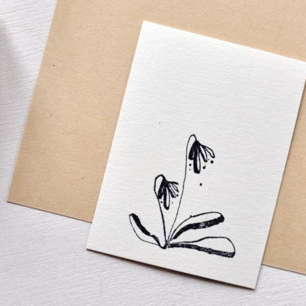 Stempel: Tuschewildpflanze - Blumenstempel, botanischer Stempel, Stempel Gärtner, floraler Stempel, Motivstempel, Holzstempel, Tusche