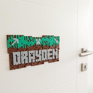Mining Game Craft Personalized Name Sign Custom Door Hanger Kids Room Decor Wall Art Birthday Party Gift For Boy