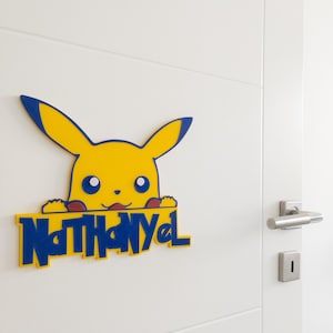 Yellow Ear Creature Personalized Name Sign Custom Door Hanger Kids Room Decor Wall Art Birthday Party Gift For Boy