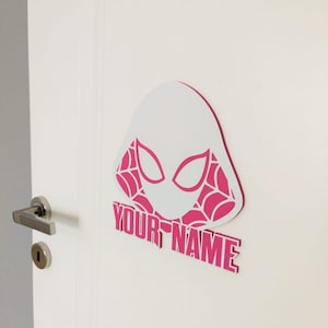 ゴーストスパイダーガールネームサインパーソナライズドアハンガーカスタムサイン子供部屋装飾壁アート誕生日パーティーギフト寝室