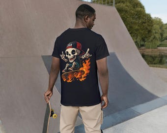 Skateboard Skeleton T-Shirt – Cool Streetwear Tee for Skaters & Teens – Grunge