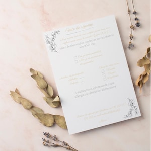 Cartes RSVP mariage Modernes et Épurées, Template Canva Facile à Personnaliser, Cartes de Réponse Mariage Minimaliste à Imprimer
