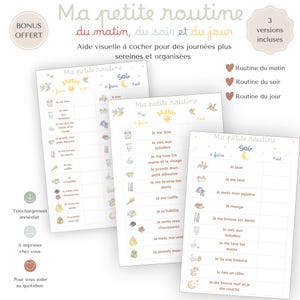 Morning and evening routine checklist for children with ADHD – Printable PDF – Gentle visual organization – Reusable educational worksheet
