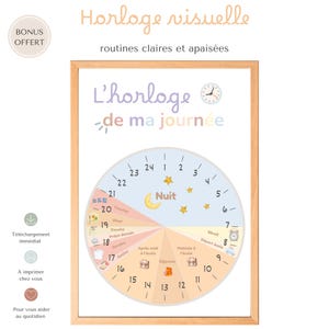 Children's Visual Clock + Free Blank Version | Pastel Daily Routine | Montessori Tool for ADHD and Autism Spectrum Disorder