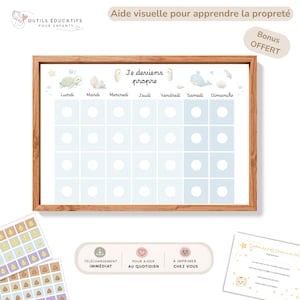 Affiche je deviens propre enfant – Routine toilette PDF à imprimer – Apprentissage propreté – Support visuel Montessori