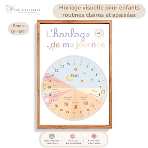 Children's Visual Clock + Free Blank Version | Pastel Daily Routine | Montessori Tool for ADHD and Autism Spectrum Disorder