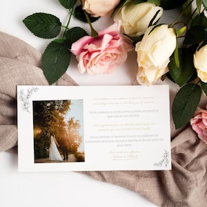 Carte de Remerciement Mariage Minimaliste Personnalisable, Modèle Canva à Imprimer, Formats A5, DL, Carré,Produit Numérique,template mariage