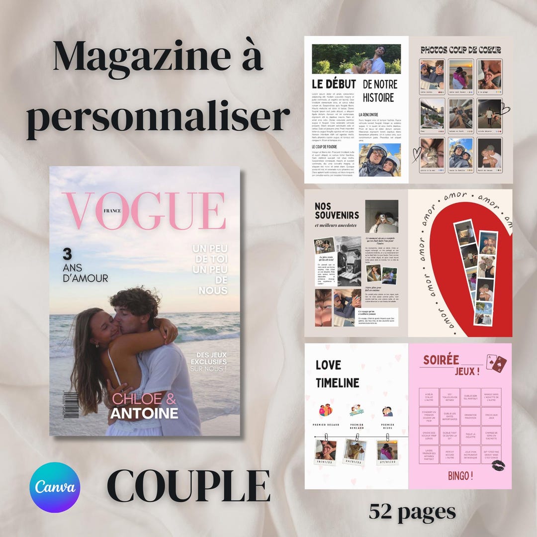 Vogue Magazine Template to Customize Couple Edition Etsy
