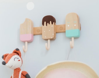 Barnkapphängare med dekorativa glasskrokar – Väggkrokar för barnrum, vägghängare för barn, kläd- och handdukshängare för barn