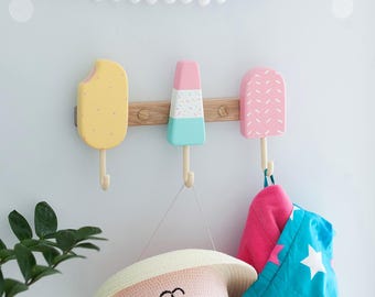 Ice Cream Hook Coat Rack – Kids Clothes Rack, Baby Room Wall Hook, Bag Wall Hooks, Children Wall Pegs & Nursery Decor Towel Rack