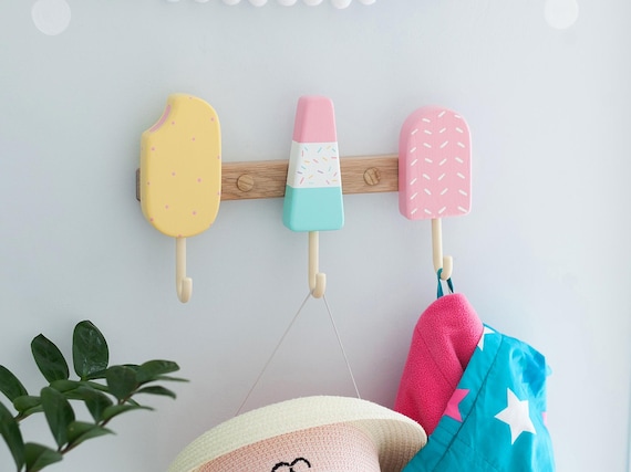 Ice Cream Hook Coat Rack – Kids Clothes Rack, Baby Room Wall Hook, Bag Wall Hooks, Children Wall Pegs & Nursery Decor Towel Rack