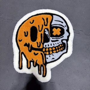 Gold Drippy Smiley Face Rug