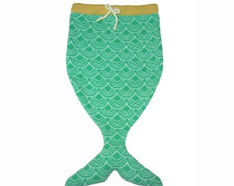 Knitted Mermaid Tail Baby Costume, Green Print - Handmade Baby Gift