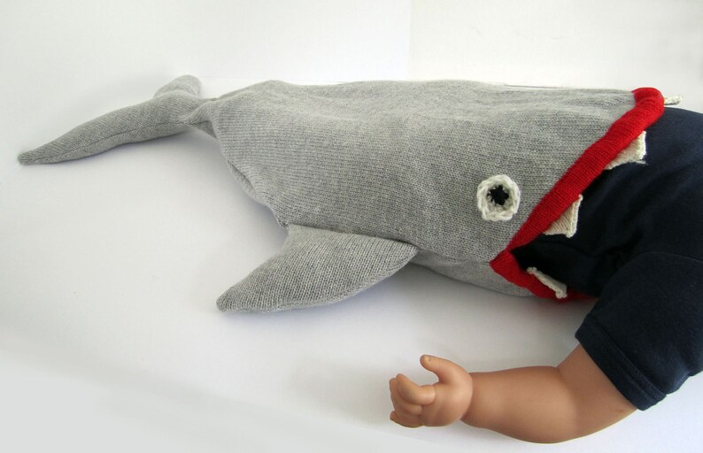 Baby Shark Bag Handmade Knitted Baby Costume, size 3-12 months image 4