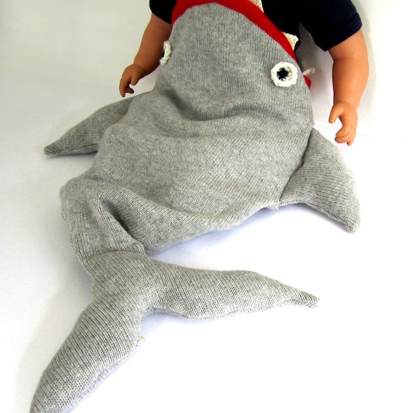 Baby Shark Bag - Handmade Knitted Baby Costume, size 3-12 months