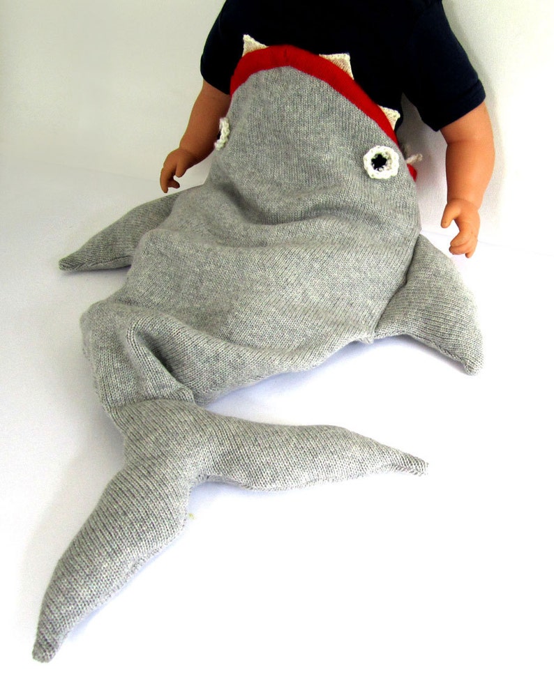 Baby Shark Bag Handmade Knitted Baby Costume, size 3-12 months image 1