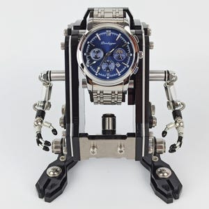 Robot Watch Stand, Unique Custom Watch Display, Gift for Men, Desk Organizer for Watch Collectors, Modern Industrial Design