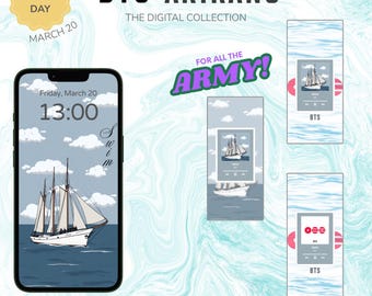 BTS Arirang | Swim Phone Wallpapers – Minimalist Teal Music Player Theme (5 Digital Files)