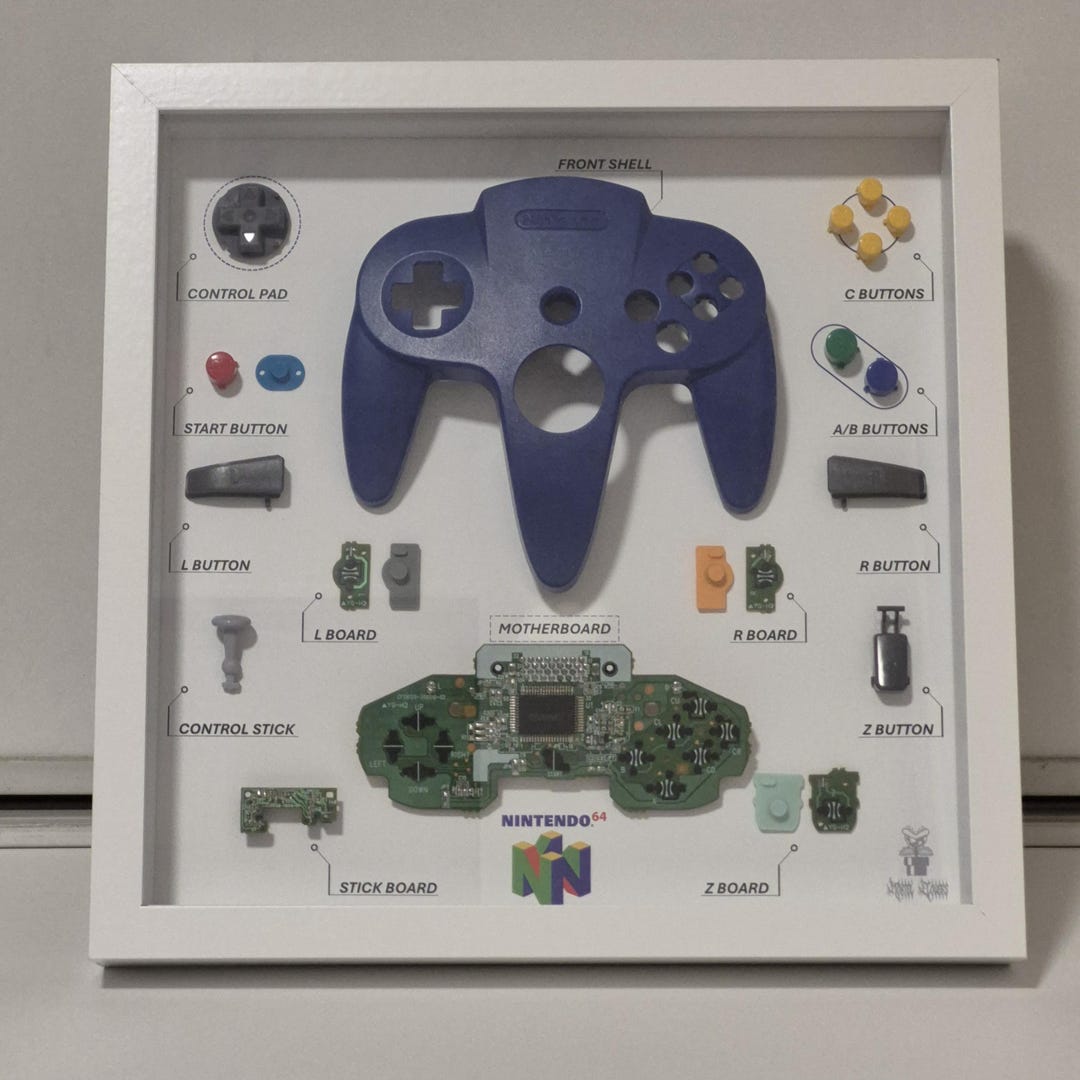 Shadow Box Nintendo 64 Gaming Controller, Gamer Decoration, Video Game ...