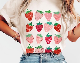 Strawberry T-Shirt, Comfort Colors Cottagecore Botanical Tee