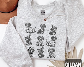 Dachshund Halloween Sweatshirt, Doxie Dog Mom Crewneck