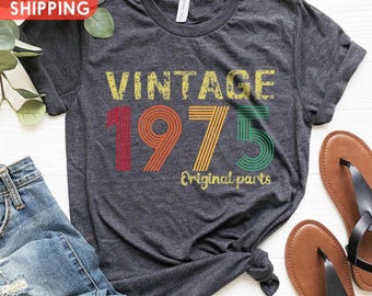 Vintage 1975 Birthday Tee, Retro 51th Birthday Gift